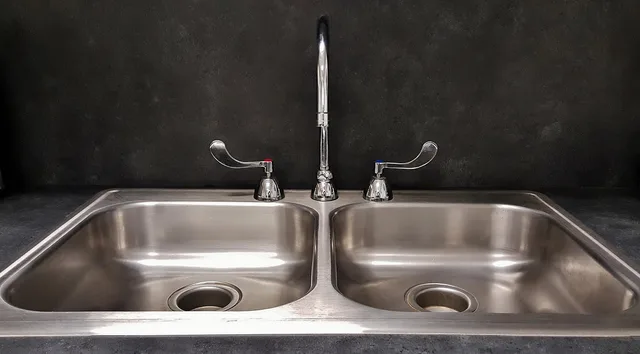 basin, sink, kitchen sink, tap, nature, drain, faucet, countertop, water, plumbing, dishes, dirty dishes, dishwashing, wash, clean, shiny, stainless steel, brown water, brown kitchen, brown clean. Drain Cleaning Dispatch Software vs Paper Tickets: What US Contractors Should Track